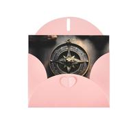 POEZJZW Magical Design - Tarjetas de Navidad de papel con diseño nórdico, brújula, perlas, sobres rosas, tarjetas de agradecimiento, boda, día de San Valentín, 10 unidades