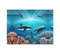 POEZJZW Manta de franela con diseño de ballenas bajo el mar de 40 x 30 pulgadas, para sofá, cama, noche de cine, campamento y viajes