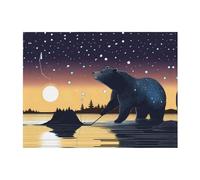 POEZJZW Manta de franela con diseño de oso de pesca de estrellas de 60 x 50 pulgadas, manta de cama para sofá, cama, noche de cine, campamento y viajes