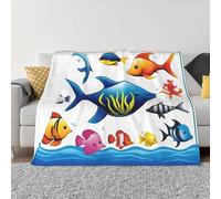 POEZJZW Manta de franela con patrón de animales de agua marina, ligera y cómoda, ultrasuave, cálida, de microforro polar, para cama, sofá, sala de estar, 101 x 76 cm