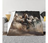 POEZJZW Manta de franela con patrón de caballos de 127 x 101 cm, manta de felpa súper suave para sofá, cama, sofá, campamento y viajes