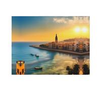 POEZJZW Manta de franela con patrón de puesta de sol en Barcelona de 40 x 30 pulgadas, para sofá, cama, noche de cine, campamento y viajes