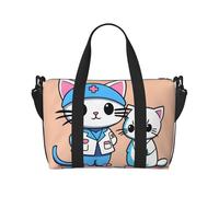Poezjzw Meow Meow - Bolsa de viaje para enfermera, bolsa de equipaje de mano, resistente al agua, para fin de semana y noche, plegable, Negro -, Talla única