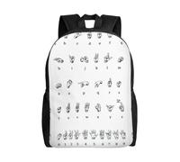 POEZJZW Mochila informal con diseño de alfabeto y lenguaje de señas, mochila escolar, para el día de las mujeres y deportes, bolsa de viaje para laptop
