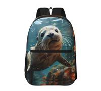 POEZJZW Mochila para laptop con diseño de oveja en arroz, para enfermera, elegante, viajes, escuela, libros, mochilas casuales, Sella al cachorro en el agua, Taille unique