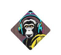 Poezjzw Monkey - Ambientadores de coche con diseño de escucha de música, 4 unidades, tabletas cuadradas de aromaterapia, ambientadores perfumados para dormitorio y baño