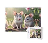 Poezjzw Mouse In Love - Rompecabezas clásico para adultos, 300 piezas, rompecabezas de madera moderno para decoración del hogar, juego intelectual, 40 x 28 cm