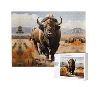 Poezjzw North American Bison Herd - Rompecabezas clásico para adultos, 500 piezas, rompecabezas de madera moderno para decoración del hogar, juego intelectual, 52 x 38 cm