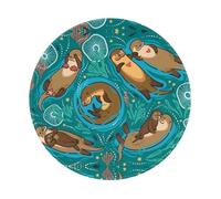 POEZJZW Otters In Love - Alfombrilla de mouse redonda con base de goma antideslizante, adecuada para juegos, computadora portátil, 7.9 x 7.9 pulgadas.