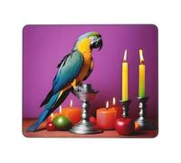 POEZJZW Parrot by The Candle - Alfombrilla de mouse antideslizante con bordes cosidos de goma, impermeable, para juegos, escritorio, juegos, trabajo, ratones inalámbricos, 8.3 x 10.3 pulgadas