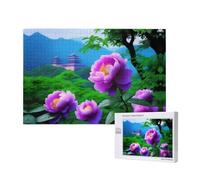Poezjzw Peony in Bloom - Rompecabezas clásico para adultos, 1000 piezas, rompecabezas de madera moderno para decoración del hogar, juego intelectual, 75 x 50 cm