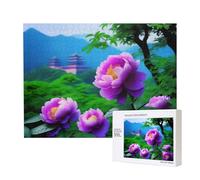 Poezjzw Peony in Bloom - Rompecabezas clásico para adultos, 500 piezas, rompecabezas de madera moderno para decoración del hogar, juego intelectual, 52 x 38 cm
