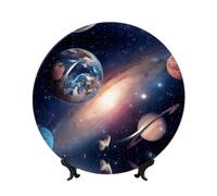POEZJZW Plato decorativo de porcelana china con diseño de planeta del universo para manualidades, decoración perfecta para el hogar, oficina y cafetería, 10 pulgadas