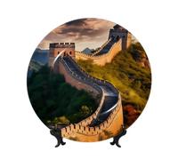 POEZJZW Plato decorativo de porcelana china de la Gran Muralla de China, suave y no perjudicial para las manos, obra de arte clásica adecuada para el hogar y la oficina, 10 pulgadas