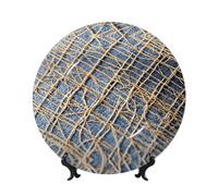 POEZJZW Platos decorativos con patrón de hilos pequeños, decoración para el hogar, oficina, manualidades, 1 plato, 1 soporte de exhibición de 6 pulgadas