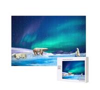 Poezjzw Polar Bears Northern Lights - Rompecabezas clásico de 300 piezas de madera para decoración del hogar, juego intelectual de 28 x 40 cm