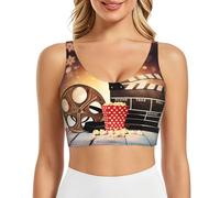 POEZJZW Popcorn and Film Equipment - Brasier deportivo sin mangas para mujer, atlético, gimnasio, chaleco en forma de U para entrenamiento y fitness, Negro, L
