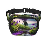 Poezjzw Purple Blooms - Riñonera de viaje adecuada para correr, ciclismo y aventuras al aire libre, almacenar teléfonos móviles y tarjetas de crédito, color negro, talla única, Black, Talla única