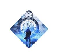 Poezjzw Reloj de ciencia ficción con patrón de lavanda, aroma de coche, fragancia cuadrada para colgar, se aplica a zapatos de armario, 4 unidades