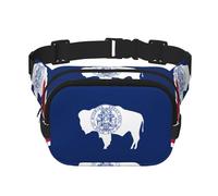 Poezjzw Riñonera de viaje con bandera del estado de Wyoming, adecuada para correr, ciclismo y aventuras al aire libre, almacenar teléfonos móviles y tarjetas de crédito, Negro -, Talla única