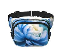 Poezjzw Riñonera de viaje con flores de peonía azul adecuada para correr, ciclismo y aventuras al aire libre, almacenar teléfonos móviles y tarjetas de crédito, Negro -, Talla única