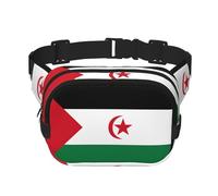 Poezjzw Riñonera de viaje con la bandera del Sáhara Occidental adecuada para correr, ciclismo y aventuras al aire libre, almacenar teléfonos móviles y tarjetas de crédito, Negro -, Talla única