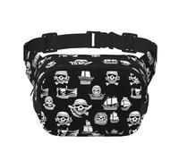 Poezjzw Riñonera de viaje de piratas en blanco y negro adecuada para correr, ciclismo y aventuras al aire libre, almacenar teléfonos móviles y tarjetas de crédito, Negro -, Talla única