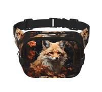Poezjzw Riñonera de viaje Fox And Flowers adecuada para correr, ciclismo y aventuras al aire libre, almacenar teléfonos móviles y tarjetas de crédito, Negro -, Talla única