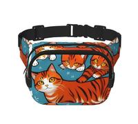 Poezjzw Riñonera de viaje naranja para gatos, adecuada para correr, ciclismo y aventuras al aire libre, almacenar teléfonos móviles y tarjetas de crédito, Negro -, Talla única