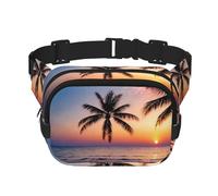 Poezjzw Riñonera de viaje Palm Tree Golden Sunset adecuada para correr, ciclismo y aventuras al aire libre, almacenar teléfonos móviles y tarjetas de crédito, Negro -, Talla única