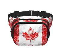 Poezjzw Riñonera de viaje retro con bandera de Canadá adecuada para correr, ciclismo y aventuras al aire libre, almacenar teléfonos móviles y tarjetas de crédito, Negro -, Talla única