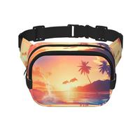 Poezjzw Riñonera de viaje Sunset Dolphin adecuada para correr, ciclismo y aventuras al aire libre, almacenar teléfonos móviles y tarjetas de crédito, Negro -, Talla única