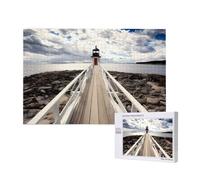 Poezjzw Rompecabezas clásico de 1000 piezas con diseño de faro con una hermosa nube, rompecabezas de madera para decoración del hogar, juego intelectual, 75 x 50 cm