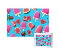 Poezjzw Rompecabezas clásico de 1000 piezas de madera para adultos, diseño de helado, color azul polvo, decoración del hogar, juego intelectual, 75 x 50 cm