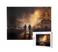 Poezjzw Rompecabezas clásico de 500 piezas para adultos de bomberos luchando contra incendios, rompecabezas de madera moderno para decoración del hogar, juego intelectual, 52 x 38 cm
