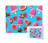 Poezjzw Rompecabezas clásico de 500 piezas para adultos, diseño de helado, color azul polvo, decoración del hogar, juego intelectual, 52 x 38 cm