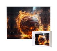 Poezjzw Rompecabezas clásico de baloncesto en fuego y agua para adultos, 500 piezas, rompecabezas de madera moderno, decoración del hogar, juego intelectual, 52 x 38 cm