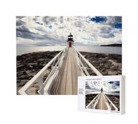 Poezjzw Rompecabezas clásico de faro con una hermosa nube, rompecabezas de madera de 500 piezas, decoración moderna del hogar, juego intelectual, 38 x 52 cm
