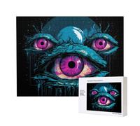 Poezjzw Rompecabezas clásico de monstruo de tres ojos, 500 piezas, rompecabezas de madera moderno para decoración del hogar, juego intelectual de 38 x 52 cm