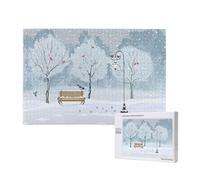 Poezjzw Rompecabezas clásico de pájaros en el parque en un día nevado, 1000 piezas, rompecabezas de madera moderno para decoración del hogar, juego intelectual, 75 x 50 cm