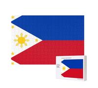 Poezjzw Rompecabezas clásico para adultos con bandera de Filipinas, rompecabezas de madera de 300 piezas, decoración moderna del hogar, juego intelectual, 40 x 28 cm
