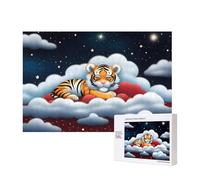 Poezjzw Rompecabezas clásico para adultos Tiger Cubs In The Clouds de madera de 300 piezas, decoración moderna del hogar, juego intelectual, 40 x 28 cm