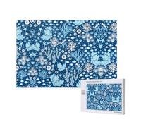 Poezjzw Rompecabezas de algas marinas azules verdes para adultos, 1000 piezas, rompecabezas de madera para familiares, amigos, decoración del hogar, arte de pared, 29.5 x 19.7 pulgadas