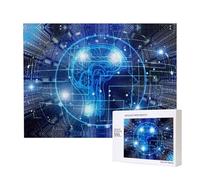 Poezjzw Rompecabezas de inteligencia artificial para adultos, 500 piezas, rompecabezas de madera para familia, amigos, decoración del hogar, arte de pared, 20.4 x 15 pulgadas