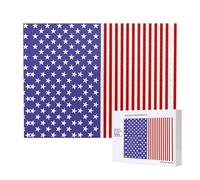 Poezjzw Rompecabezas de madera azul y rojo con bandera de Estados Unidos para adultos, 500 piezas, para familia, amigos, decoración del hogar, arte de pared, 20.4 x 15 pulgadas
