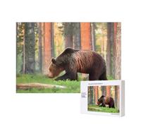 Poezjzw Rompecabezas de madera de 300 piezas de oso marrón para adultos, para familia, amigos, decoración del hogar, arte de pared, 15.7 x 11 pulgadas