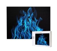 Poezjzw Rompecabezas de madera de 500 piezas para adultos, diseño de llamas azules para decoración del hogar, 500 piezas, 50 x 38 cm