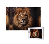 Poezjzw Rompecabezas de madera de The Lion'S Gaze para adultos, 1000 piezas, para familia, amigos, decoración del hogar, arte de pared, 29.5 x 19.7 pulgadas