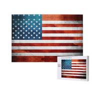 Poezjzw Rompecabezas de madera vintage con bandera de Estados Unidos para adultos, 1000 piezas, para familia, amigos, decoración del hogar, arte de pared, 29.5 x 19.7 pulgadas