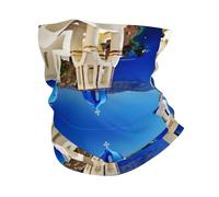 POEZJZW Santorini - Bandana con estampado de vista al mar de la isla griega, bufanda para la cara, calentador de cuello, multifuncional, sin costuras